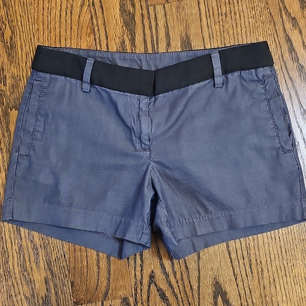 J. Crew Blue Grey Women's Shorts With Black Waist Band Size 4